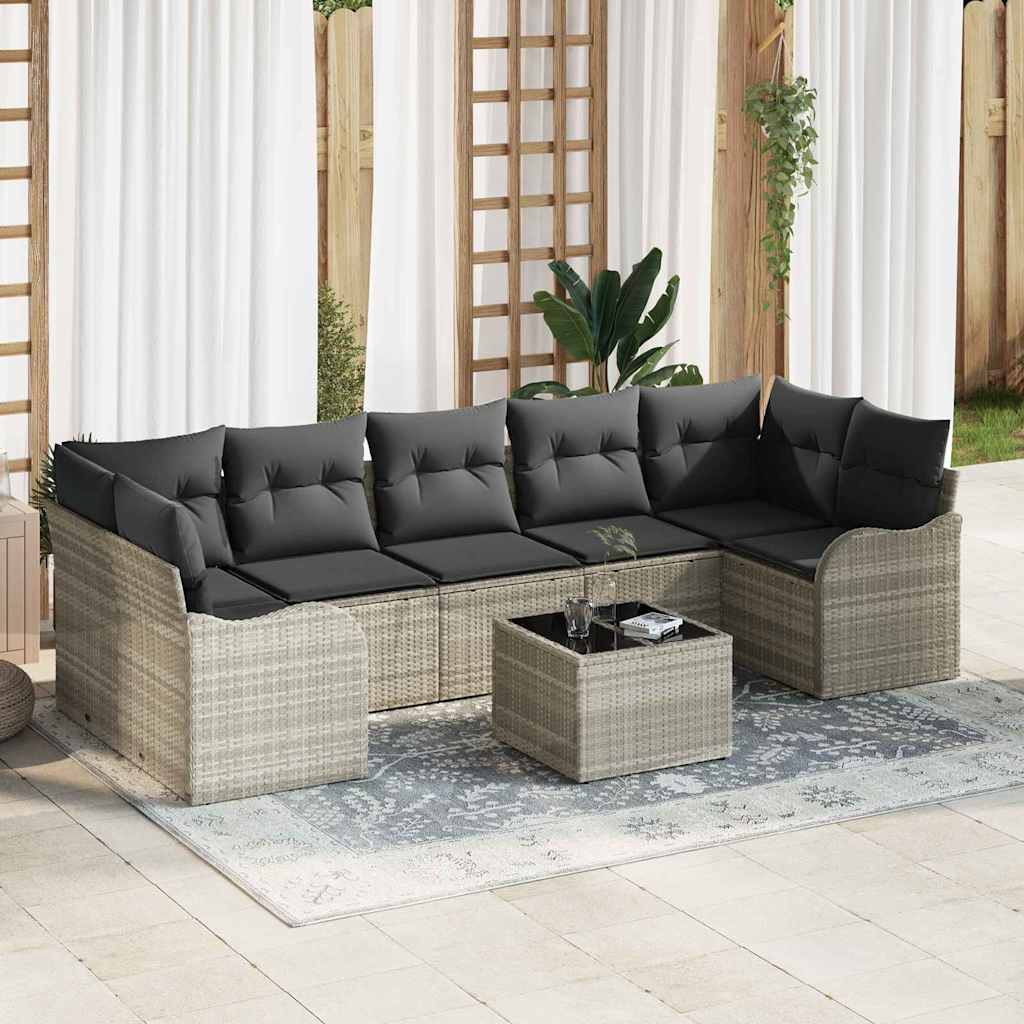 Set Divano da Giardino 8 pcs Grigio chiaro e grigio scuro | homemem39