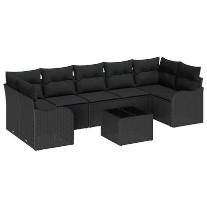 Set Divano da Giardino con cuscino con archiviazione 8 pcs Nero | homemem39