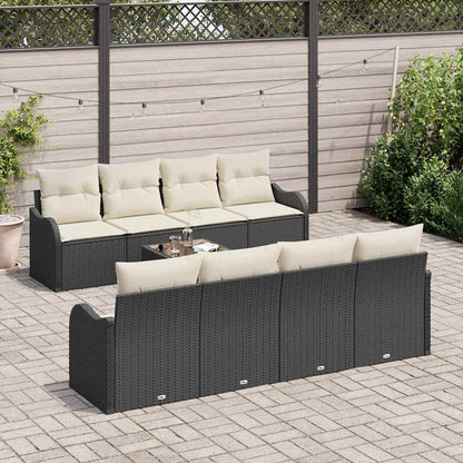 Set Divano da Giardino con cuscino 9 pcs Nero e Crema | homemem39