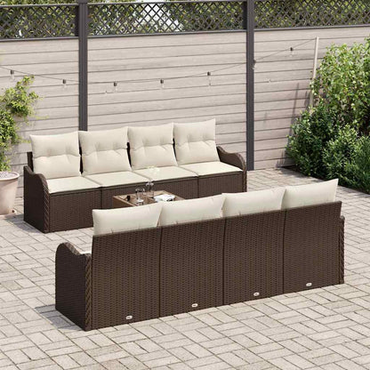 Set Divano da Giardino con cuscino 9 pcs Marrone e Crema | homemem39