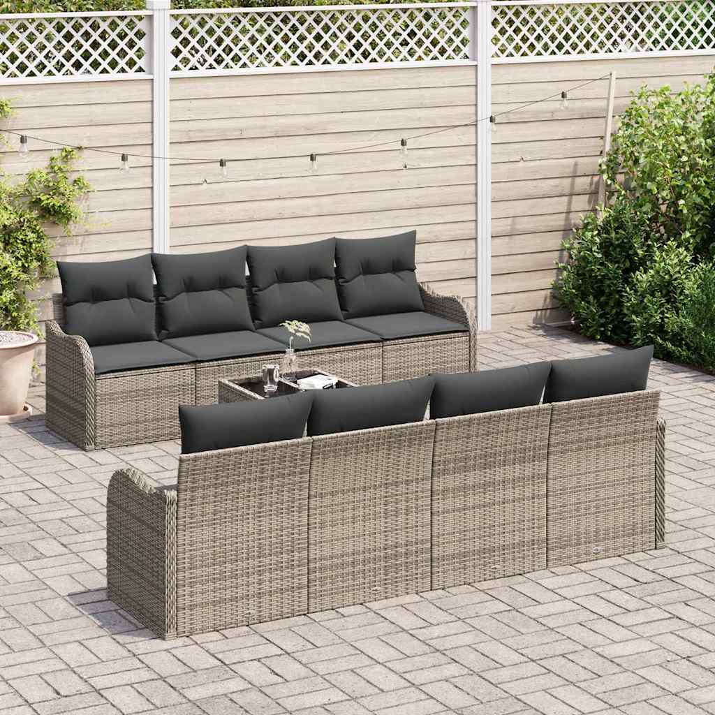 Set Divano da Giardino con cuscino con cuscino 9 pcs Grigio | homemem39