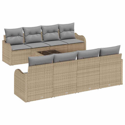 Set Divano da Giardino con cuscino 9 pcs Beige e grigio | homemem39