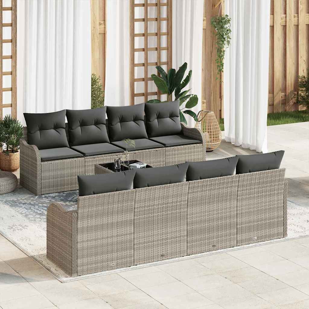 Set Divano da Giardino 9 pcs Grigio chiaro e grigio scuro | homemem39