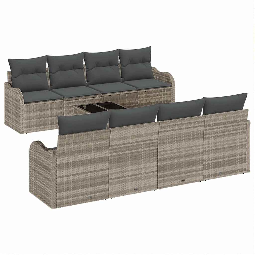 Set Divano da Giardino 9 pcs Grigio chiaro e grigio scuro | homemem39