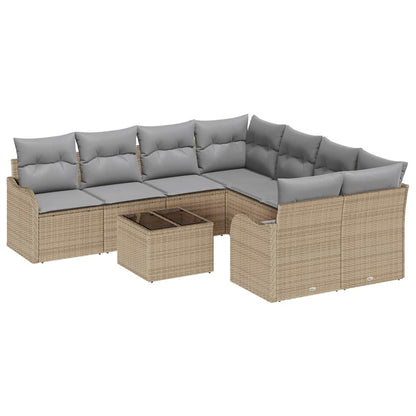 Set Divano da Giardino con cuscino 9 pcs Beige e grigio | homemem39