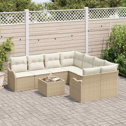 Set Divano da Giardino 9 pz 8-Numero di posti Beige e Crema