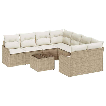 Set Divano da Giardino 9 pz 8-Numero di posti Beige e Crema