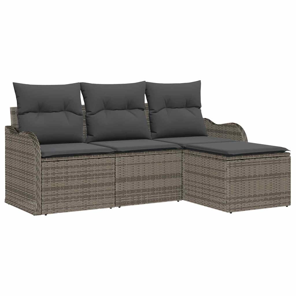 Set Divano da Giardino 4 pcs Grigio polyrattan | homemem39