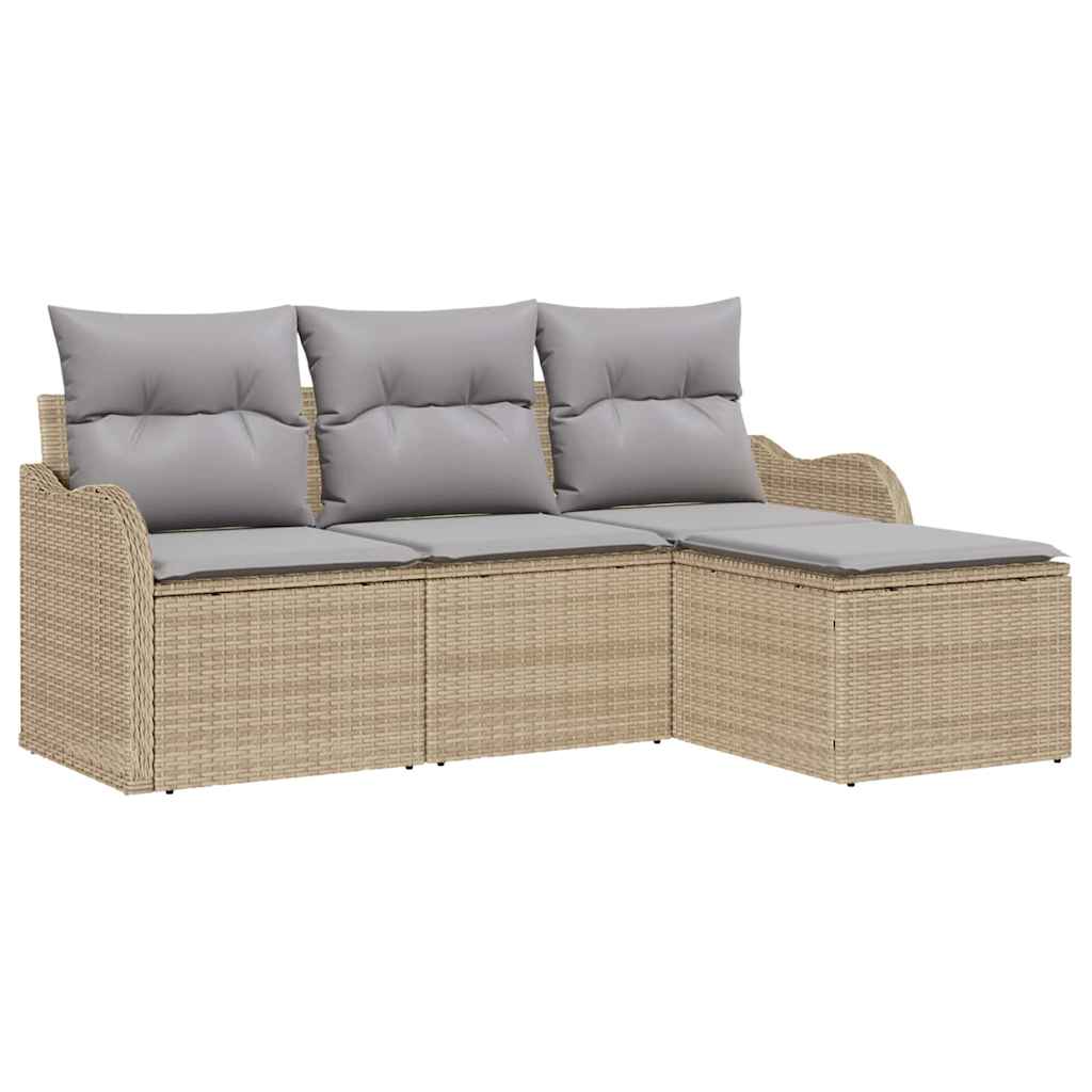 Set Divano da Giardino con archiviazione 4 pcs Beige polyrattan | homemem39