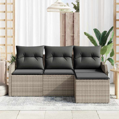 Set Divano da Giardino 4 pcs Grigio chiaro polyrattan | homemem39