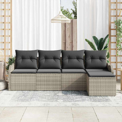 Set Divano da Giardino 5 pz Grigio chiaro polyrattan