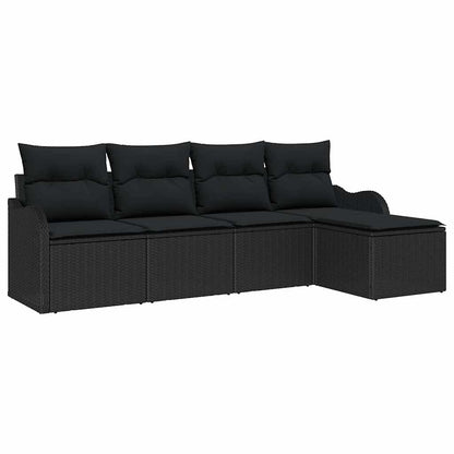 Set Divano da Giardino con archiviazione 5 pcs Nero polyrattan | homemem39