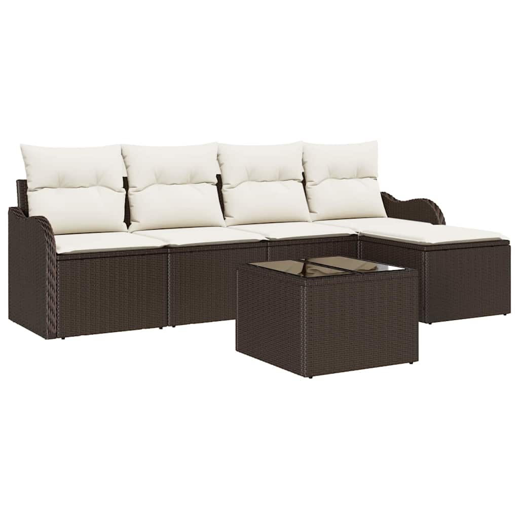 Set Divano da Giardino 6 pcs Grigio polyrattan | homemem39