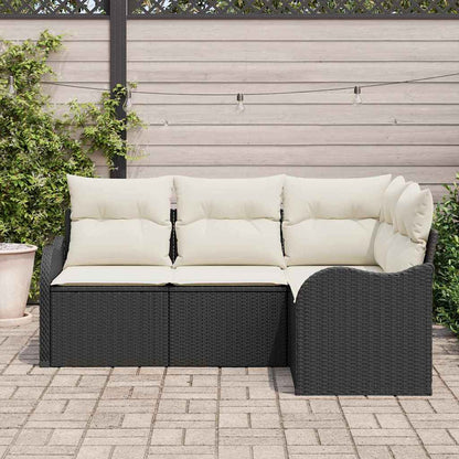 Set Divano da Giardino con archiviazione 4 pcs Nero polyrattan | homemem39