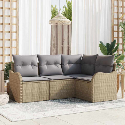 Set Divano da Giardino con archiviazione 4 pcs Beige polyrattan | homemem39