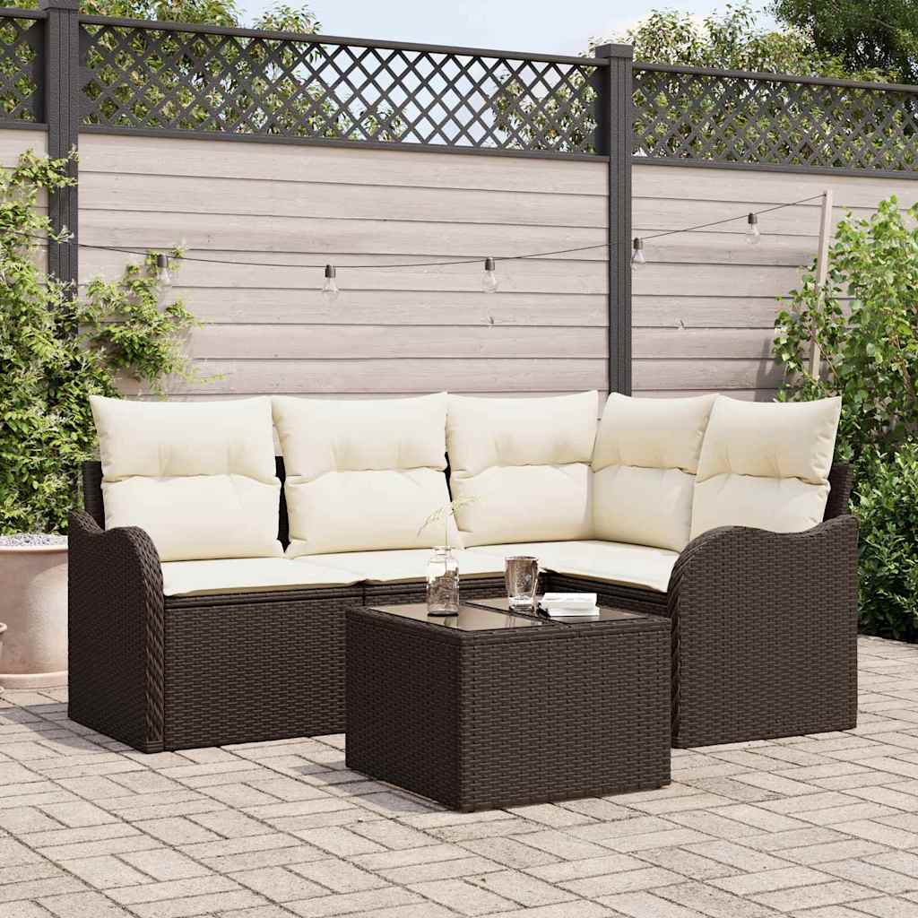 Set Divano da Giardino 5 pcs Grigio polyrattan | homemem39