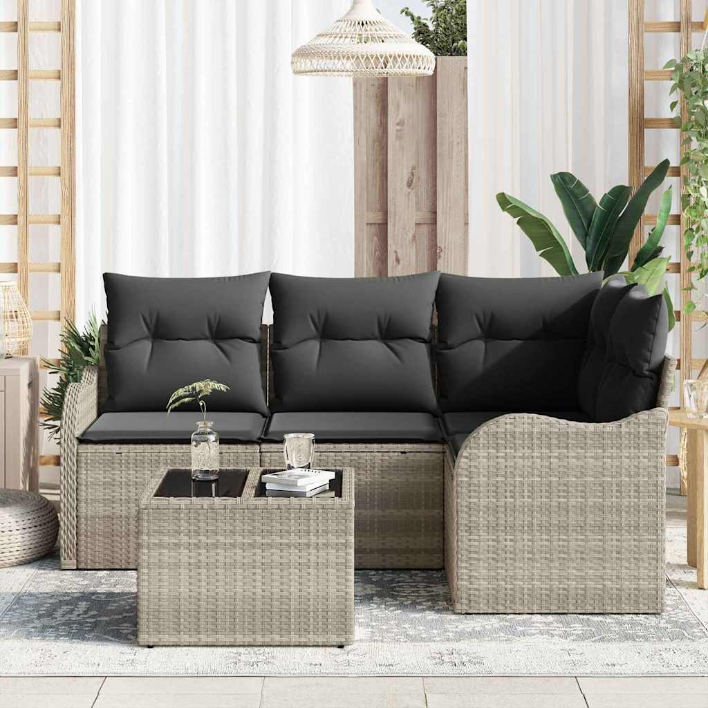 Set Divano da Giardino 5 pcs Grigio polyrattan | homemem39