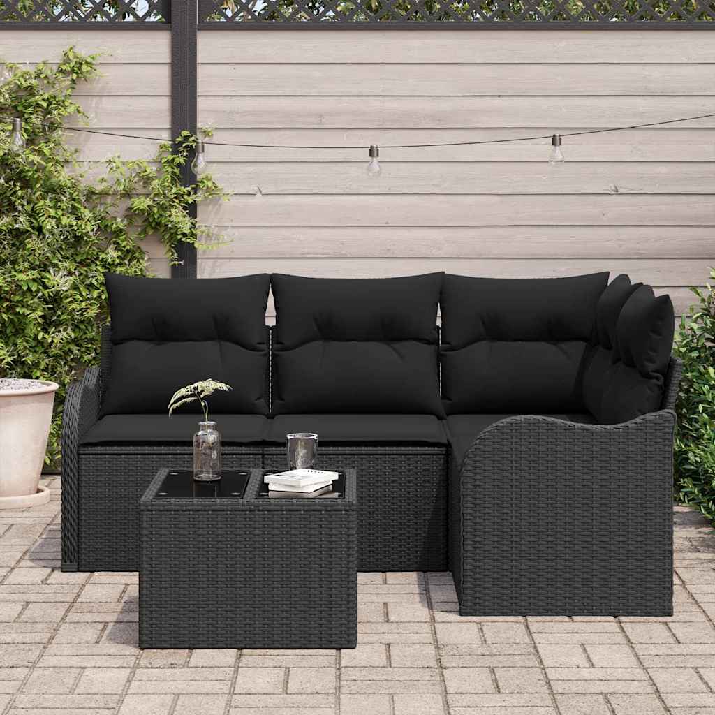 Set Divano da Giardino con archiviazione 5 pcs Beige polyrattan | homemem39