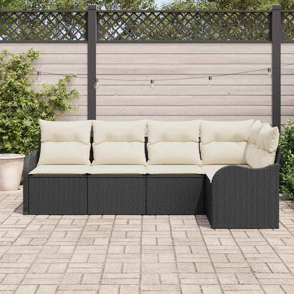 Set Divano da Giardino con archiviazione 5 pcs Nero polyrattan | homemem39