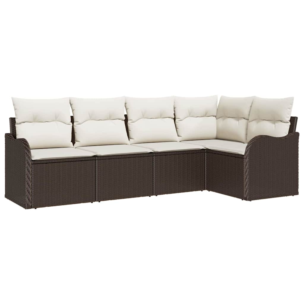 Set Divano da Giardino 5 pcs Marrone polyrattan | homemem39
