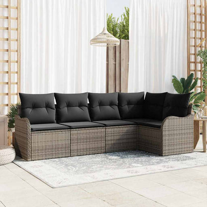 Set Divano da Giardino 5 pcs Grigio polyrattan | homemem39