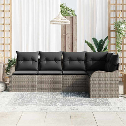 Set Divano da Giardino 5 pcs Grigio polyrattan | homemem39