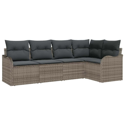 Set Divano da Giardino 5 pcs Grigio polyrattan | homemem39