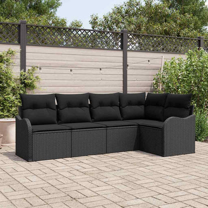 Set Divano da Giardino con archiviazione 5 pcs Nero polyrattan | homemem39
