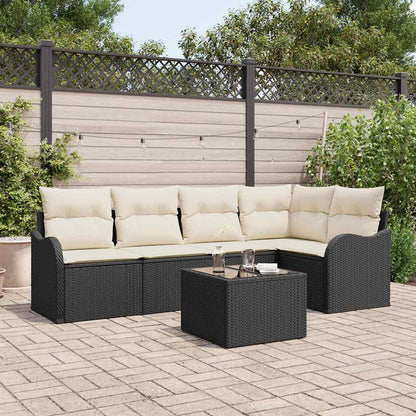 Set Divano da Giardino con archiviazione 6 pcs Nero polyrattan | homemem39