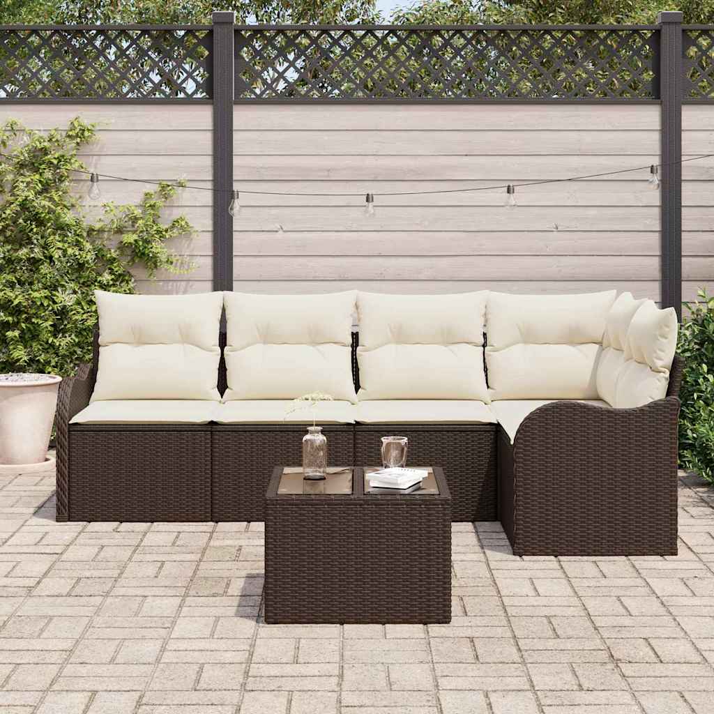 Set Divano da Giardino 6 pcs Marrone polyrattan | homemem39