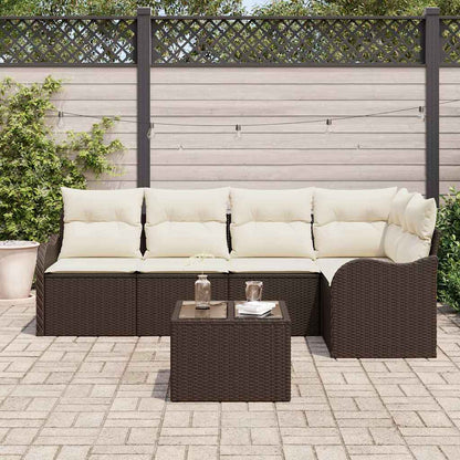 Set Divano da Giardino 6 pcs Marrone polyrattan | homemem39