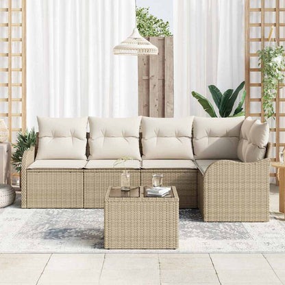 Set Divano da Giardino con archiviazione 6 pcs Beige polyrattan | homemem39