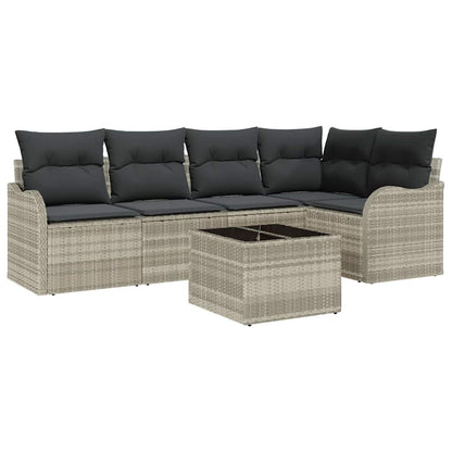 Set Divano da Giardino 6 pcs Grigio chiaro polyrattan | homemem39