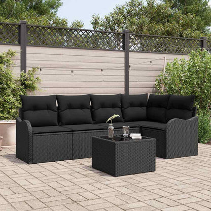Set Divano da Giardino con archiviazione 6 pcs Nero polyrattan | homemem39