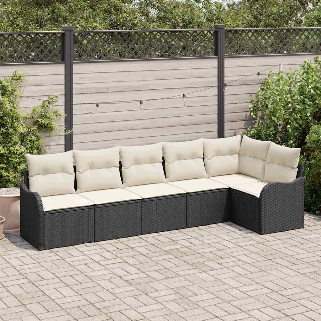 Set Divano da Giardino con archiviazione 6 pcs Nero polyrattan | homemem39