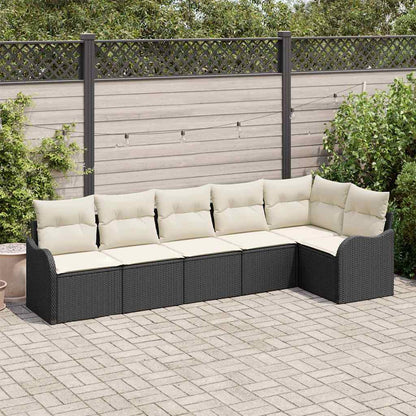 Set Divano da Giardino con archiviazione 6 pcs Nero polyrattan | homemem39