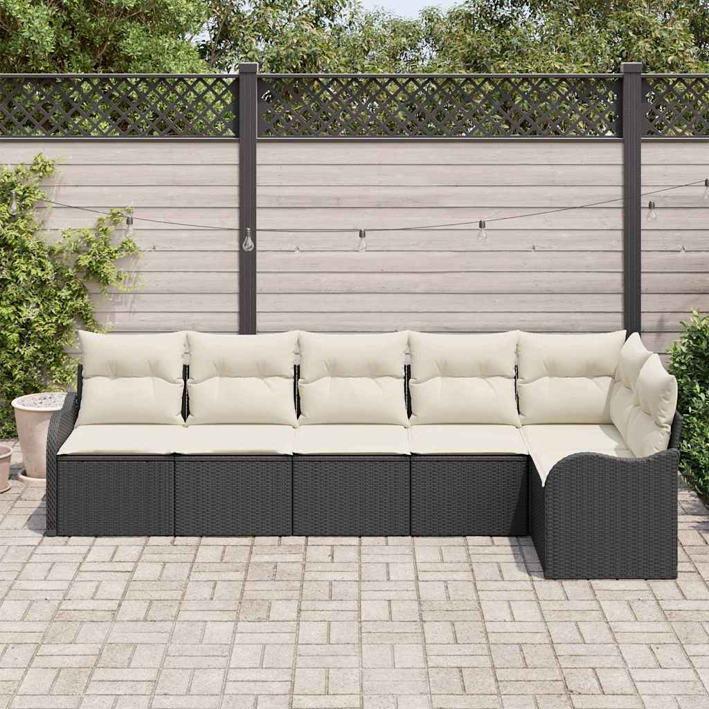 Set Divano da Giardino con archiviazione 6 pcs Nero polyrattan | homemem39