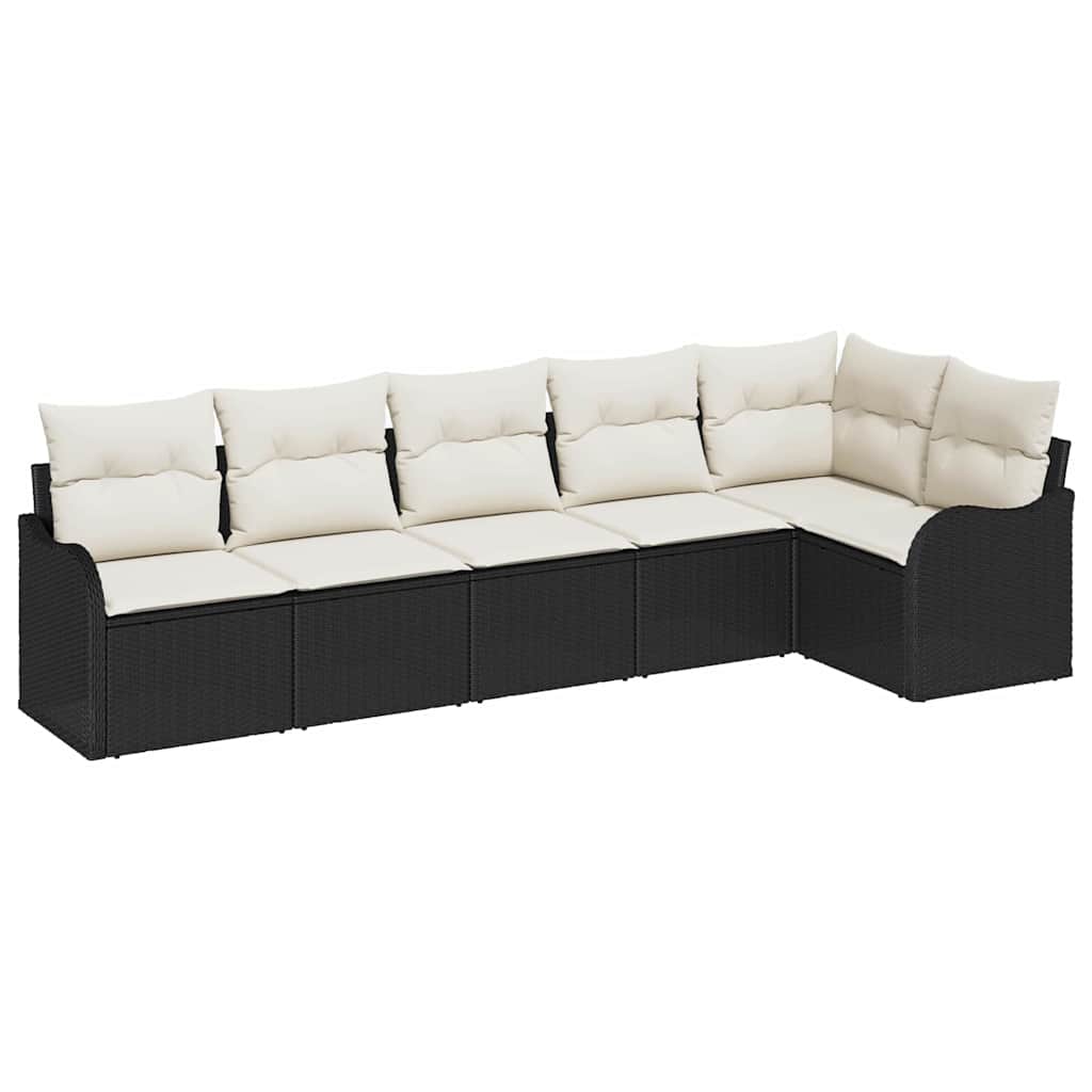 Set Divano da Giardino con archiviazione 6 pcs Nero polyrattan | homemem39