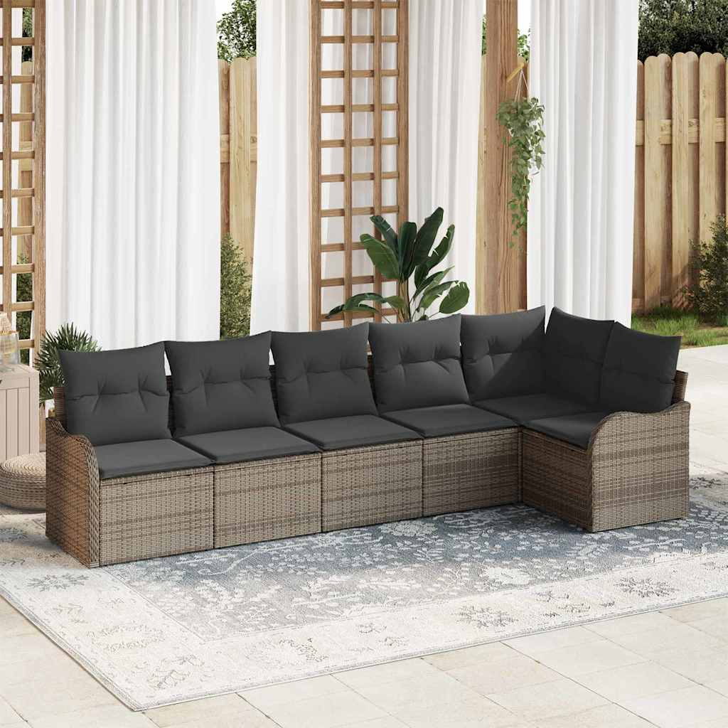 Set Divano da Giardino 6 pcs Grigio polyrattan | homemem39