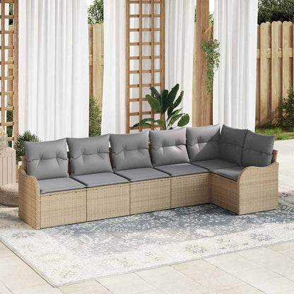 Set Divano da Giardino con archiviazione 6 pcs Beige polyrattan | homemem39