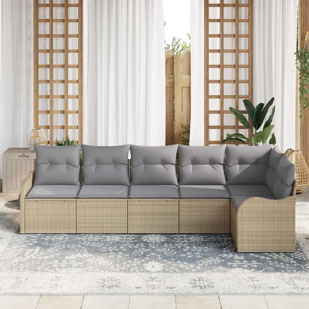 Set Divano da Giardino con archiviazione 6 pcs Beige polyrattan | homemem39