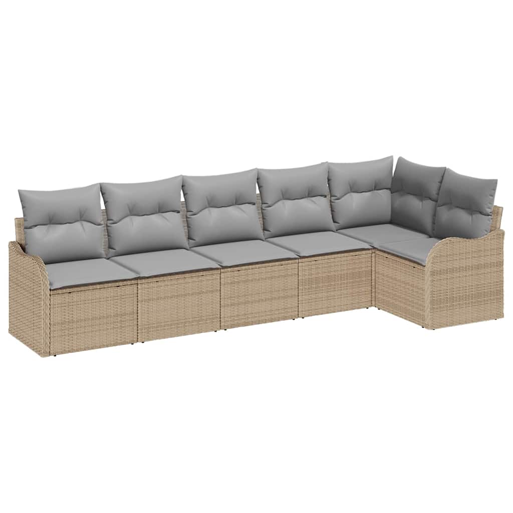 Set Divano da Giardino con archiviazione 6 pcs Beige polyrattan | homemem39