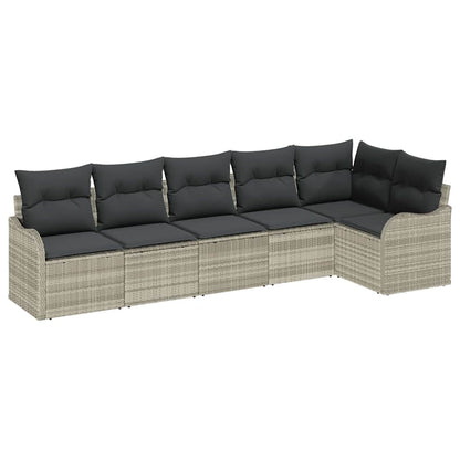 Set Divano da Giardino 6 pcs Grigio chiaro polyrattan | homemem39