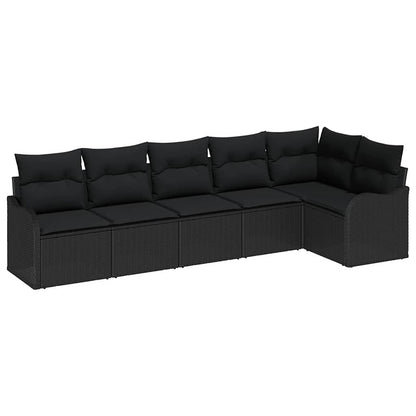 Set Divano da Giardino con archiviazione 6 pcs Nero polyrattan | homemem39
