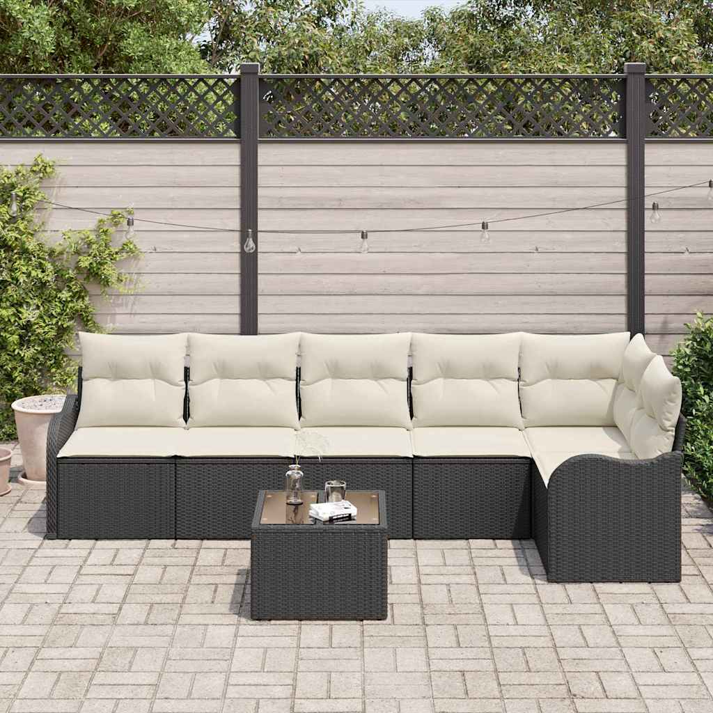 Set Divano da Giardino con cuscino 7 pcs Marrone Poly Rattan | homemem39