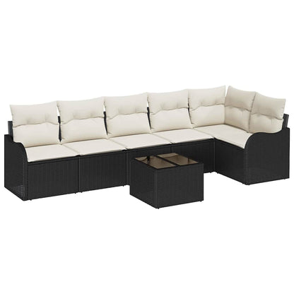 Set Divano da Giardino con cuscino 7 pcs Marrone Poly Rattan | homemem39