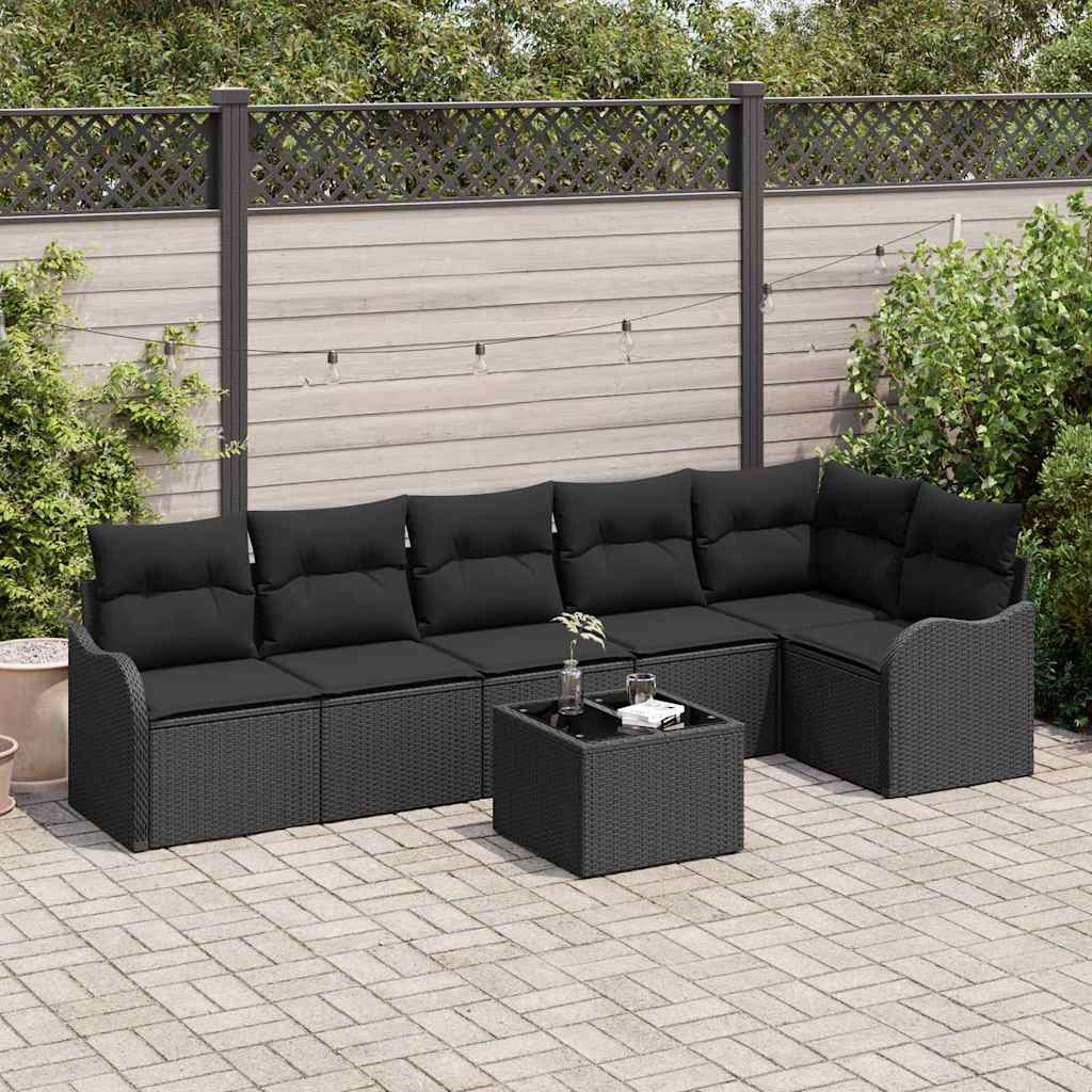 Set Divano da Giardino con cuscino 7 pcs Beige Poly Rattan | homemem39