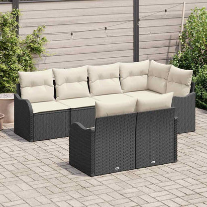 Set Divano da Giardino con archiviazione 7 pcs Nero Poly Rattan | homemem39