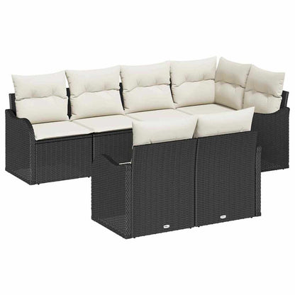 Set Divano da Giardino con archiviazione 7 pcs Nero Poly Rattan | homemem39