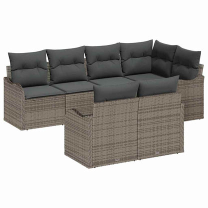 Set Divano da Giardino 7 pcs Grigio Poly Rattan | homemem39